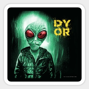 Funny Alien Red Eye Retro Sci Fi DYOR Sticker